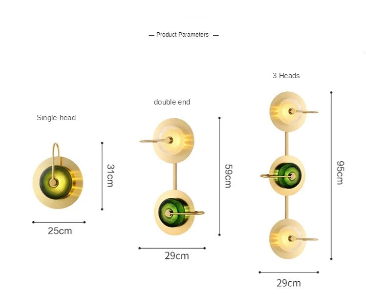 Messing Wandlamp met Glazen Kap - Modern Scandinavisch Design - Groen & Helder Glas - 2 & 3-Lichtpunt Opties