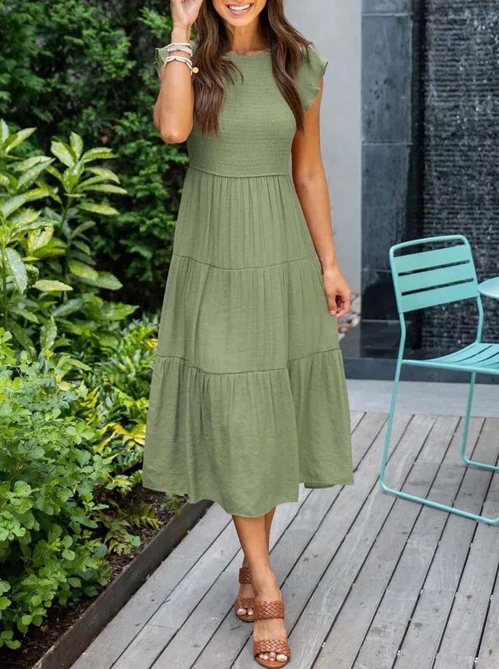 Jurk Dames Korte Mouwen Zomerjurk Midi Lente