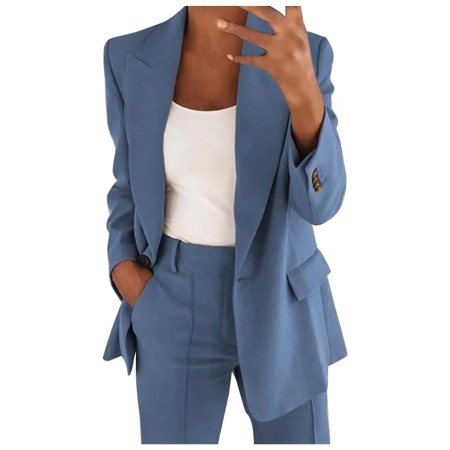 Dames Blazer Pak Effen Stijl Met Broek