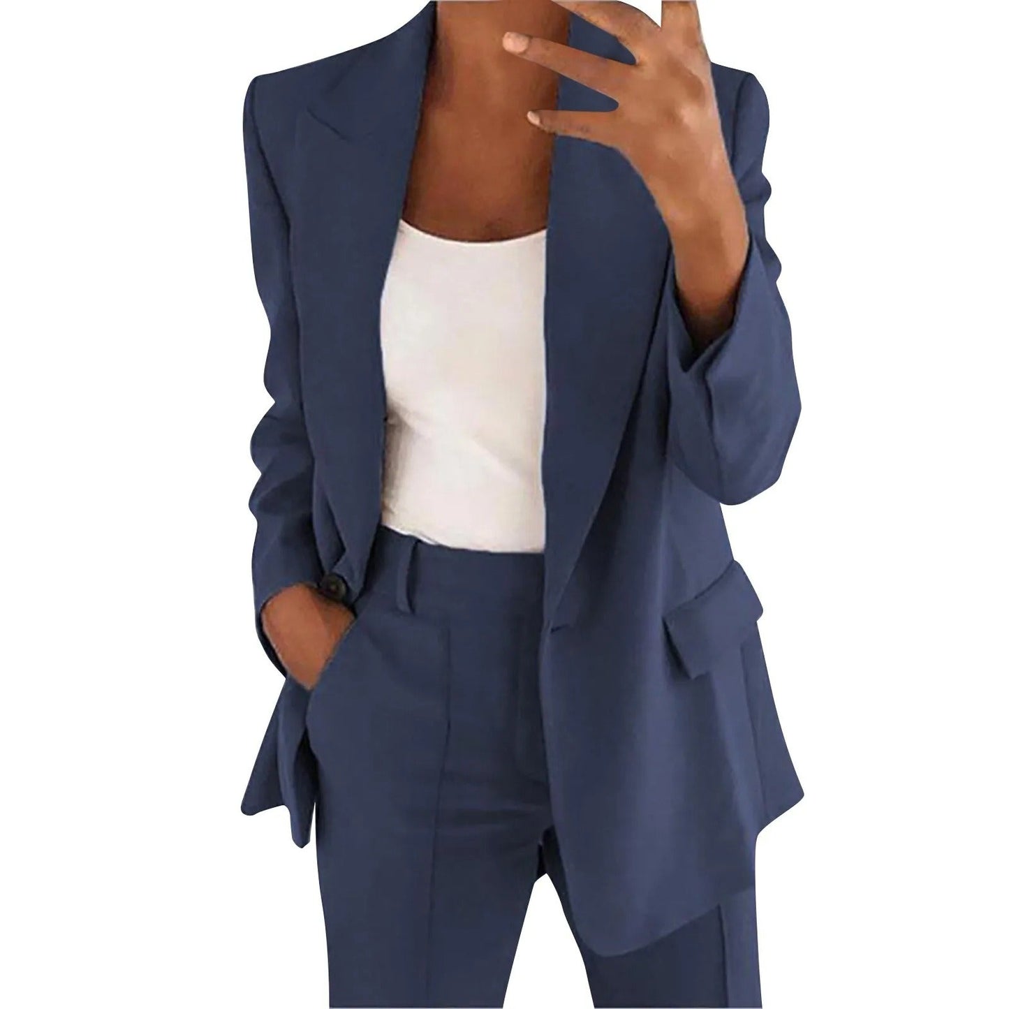 Dames Blazer Pak Effen Stijl Met Broek