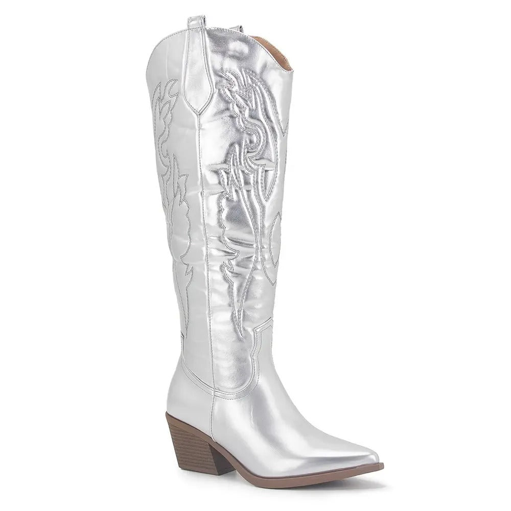 Dames Cowboylaarzen Kniehoog met Blokhak Western Stijl
