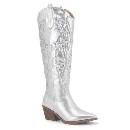 Dames Cowboylaarzen Kniehoog met Blokhak Western Stijl