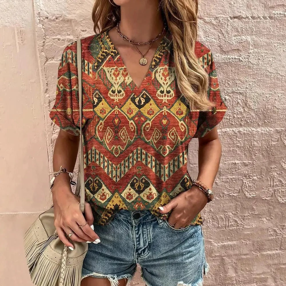 Dames Katoenen T-shirt Retro Stijl - StudioMarella