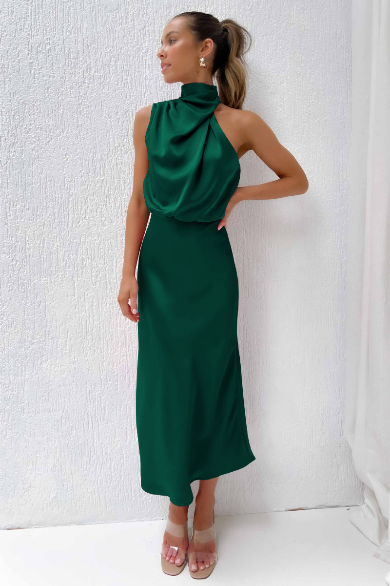 Elegante Maxi Jurk voor Vrouw Met Lage Halslijn
