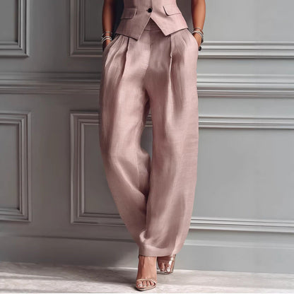Dames Tweedelige Outfit V-hals en Knopen