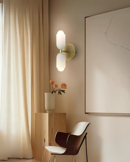 Sansoti | Wandlamp met Dubbele Glazen Kappen voor Slaapkamer en Woonkamer – E27 Wandverlichting