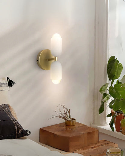 Sansoti | Wandlamp met Dubbele Glazen Kappen voor Slaapkamer en Woonkamer – E27 Wandverlichting
