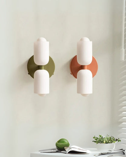 Sansoti | Wandlamp met Dubbele Glazen Kappen voor Slaapkamer en Woonkamer – E27 Wandverlichting