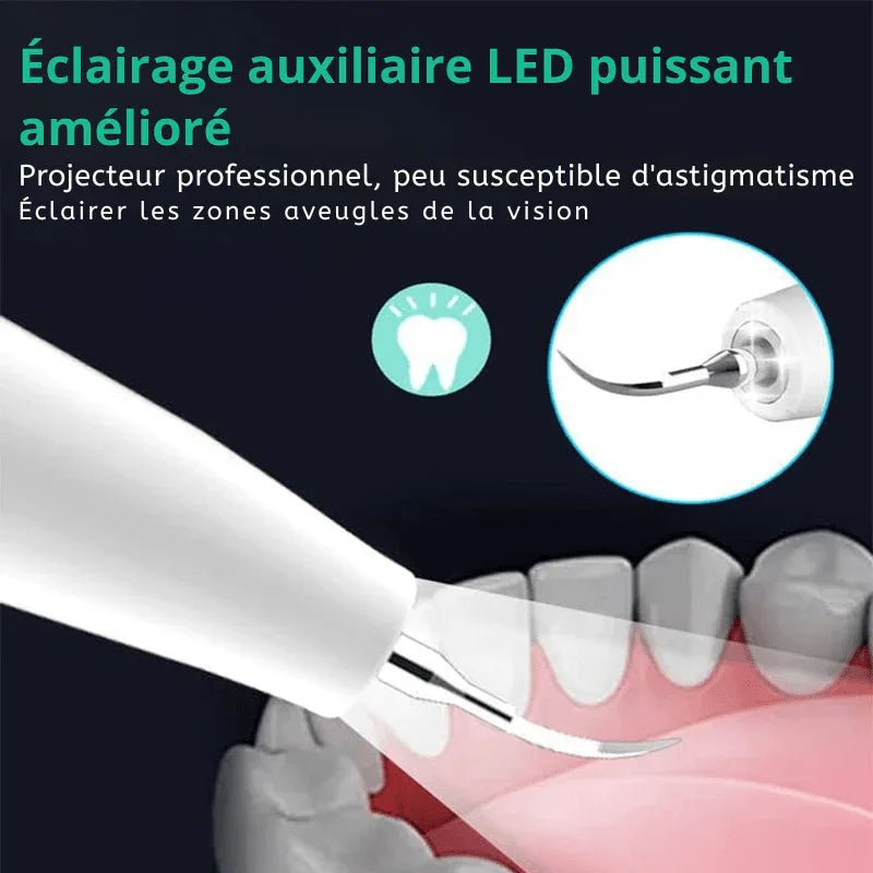 Ultrasoon Tandreiniger USB Oplaadbaar met LED-Verlichting 3 Standen voor Professionele Mondzorg Thuis Wit