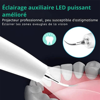 Ultrasoon Tandreiniger USB Oplaadbaar met LED-Verlichting 3 Standen voor Professionele Mondzorg Thuis Wit