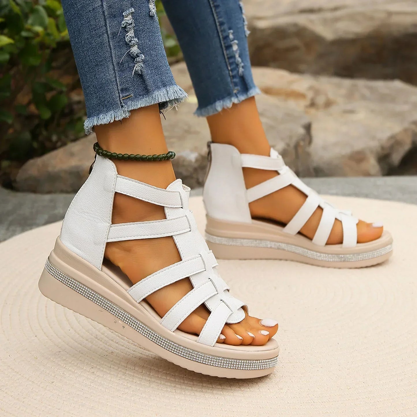 Dames Sandalen Hoge Hak Met Strass Steentjes