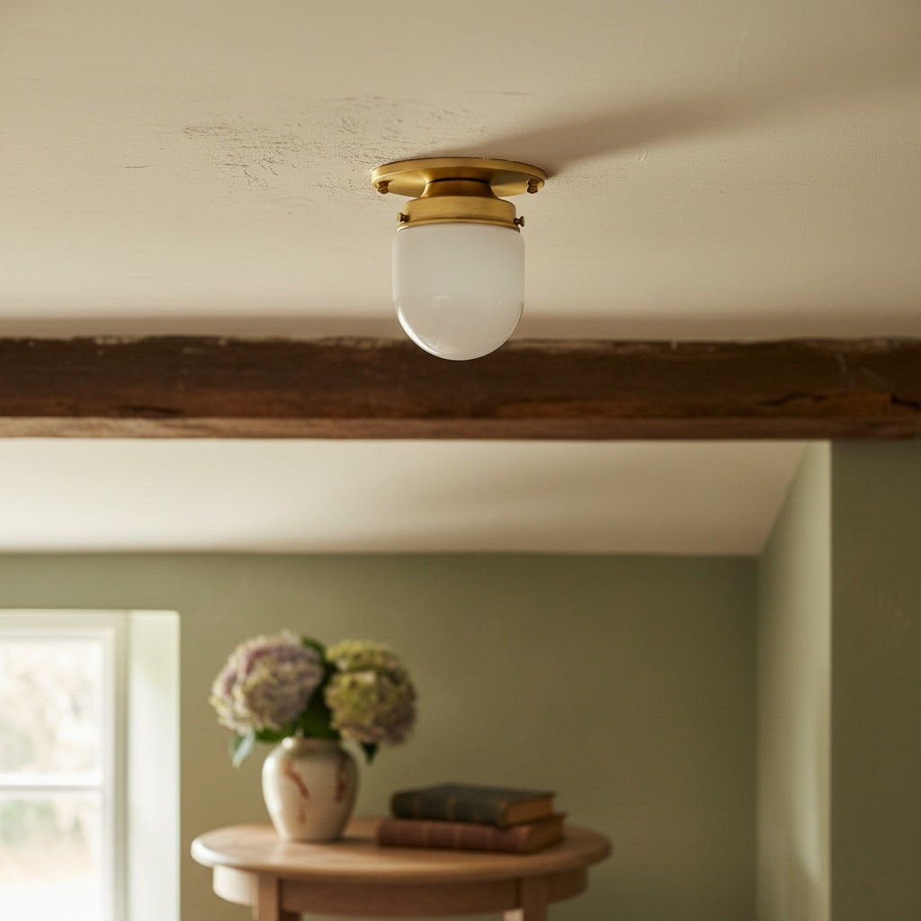 Opaal Glazen Wandlamp & Plafondlamp Dubbelfunctie Modern Design Messing