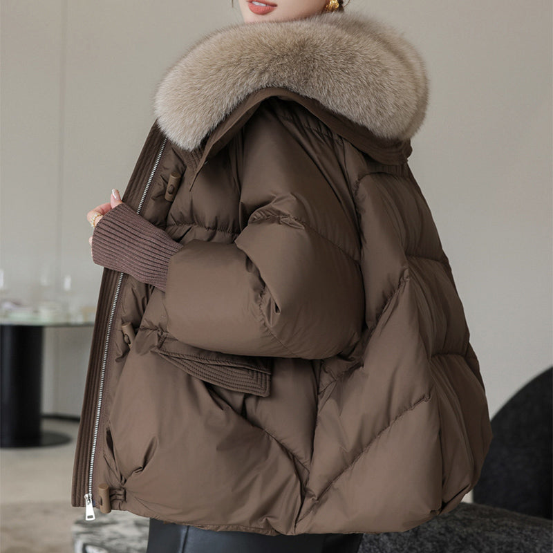 Dames Pufferjas Warm Imitatiebontkraag Stijlvolle Winterjas