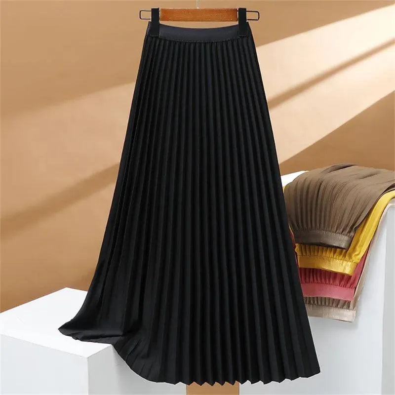 Elastische Maxi Rok Geplooid met Hoge Taille