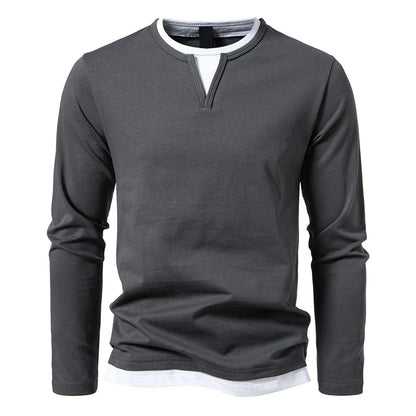 Mannen Longsleeve V-Hals Shirt Casual Kleding