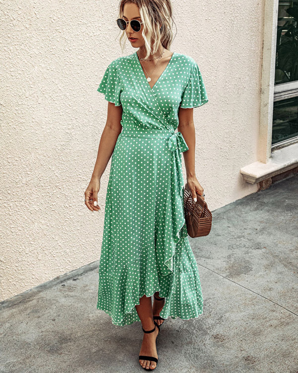 Zomerjurk Gebloemd Met Ruffles en V Hals