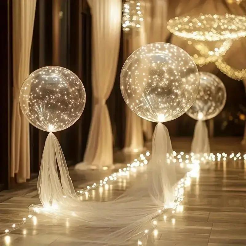 LED Ballonnen Transparant Warm Wit 45cm Set 10 Stuks 3m Lichtdraad Herbruikbaar Latex-vrij Verjaardag Bruiloft Feestdecoratie Batterij