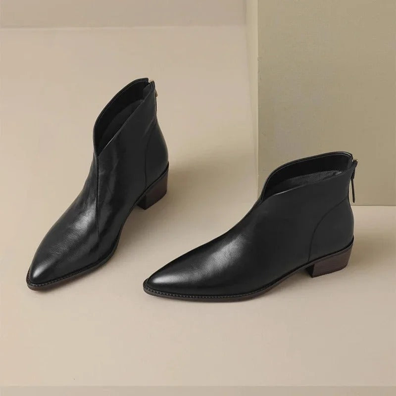 Dames Enkelboots met Hak – Retro Stijl voor Herfst en Winter