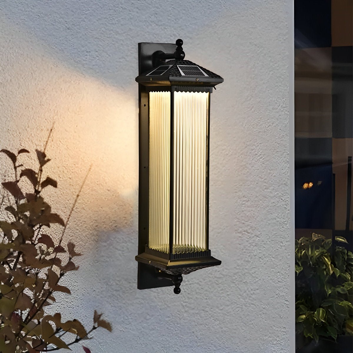 Buitenwandlamp Solar Aluminium Geribbeld Glas Koffiebruin IP55 Gevel Veranda Tuin Retro Wandlamp Buiten Lantaarn Villa