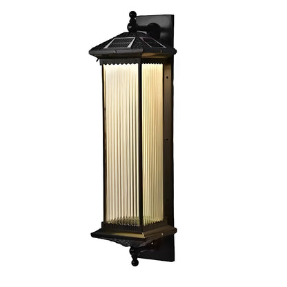 Buitenwandlamp Solar Aluminium Geribbeld Glas Koffiebruin IP55 Gevel Veranda Tuin Retro Wandlamp Buiten Lantaarn Villa