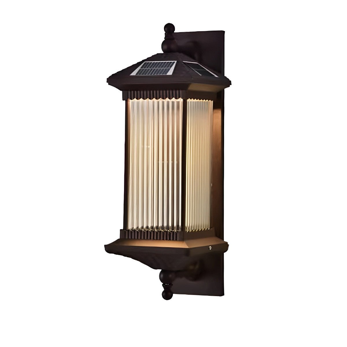 Buitenwandlamp Solar Aluminium Geribbeld Glas Koffiebruin IP55 Gevel Veranda Tuin Retro Wandlamp Buiten Lantaarn Villa