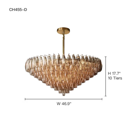 Glazen Kroonluchter Rond Gelaagd Glas Prisma E12 Messing Zwart Nikkel Eetkamer Luxe