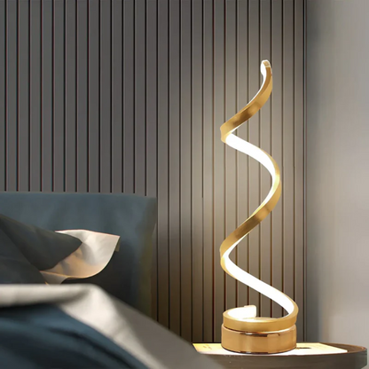Dimbare Moderne Spiraalvormige Tafellamp 19W – Stijlvolle Gebogen Bureaulamp met Zachte Verlichting en Energiezuinige LED voor Thuis en Kantoor