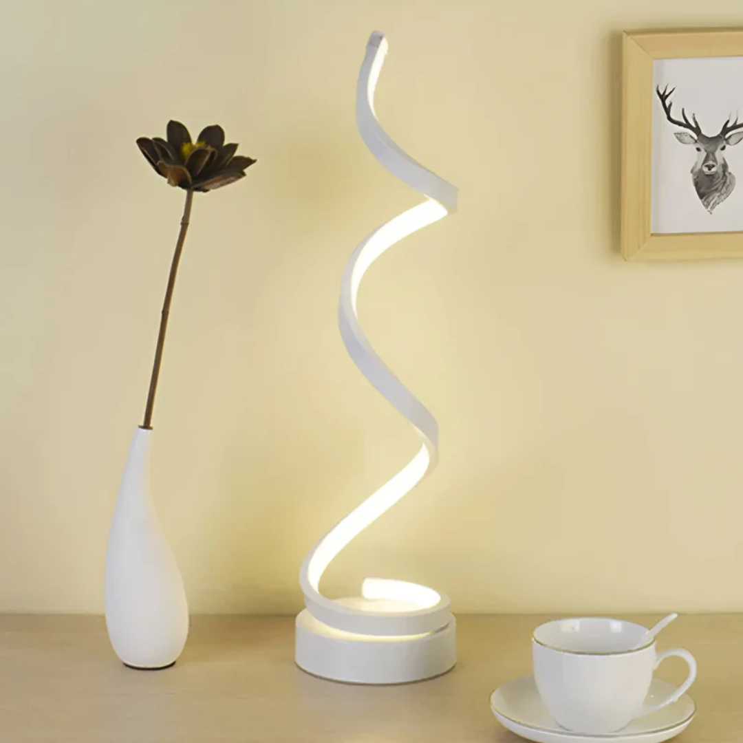 Dimbare Moderne Spiraalvormige Tafellamp 19W – Stijlvolle Gebogen Bureaulamp met Zachte Verlichting en Energiezuinige LED voor Thuis en Kantoor