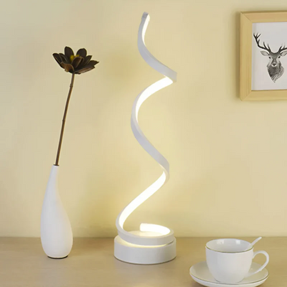 Dimbare Moderne Spiraalvormige Tafellamp 19W – Stijlvolle Gebogen Bureaulamp met Zachte Verlichting en Energiezuinige LED voor Thuis en Kantoor