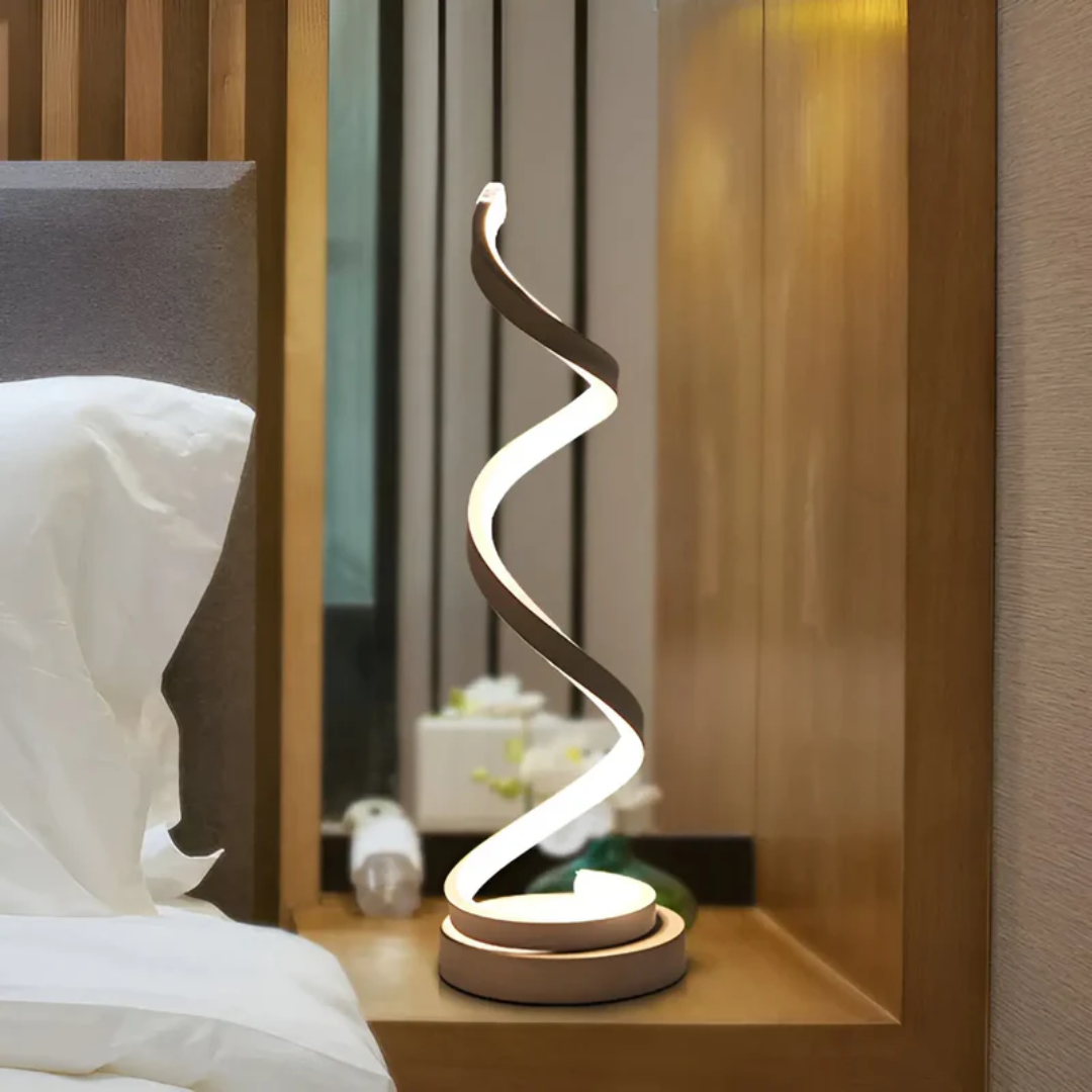 Dimbare Moderne Spiraalvormige Tafellamp 19W – Stijlvolle Gebogen Bureaulamp met Zachte Verlichting en Energiezuinige LED voor Thuis en Kantoor
