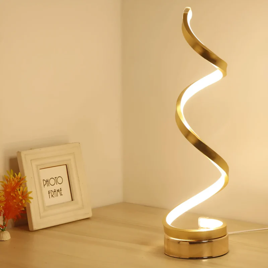 Dimbare Moderne Spiraalvormige Tafellamp 19W – Stijlvolle Gebogen Bureaulamp met Zachte Verlichting en Energiezuinige LED voor Thuis en Kantoor