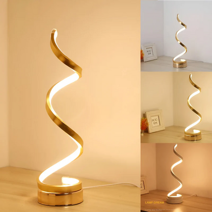 Dimbare Moderne Spiraalvormige Tafellamp 19W – Stijlvolle Gebogen Bureaulamp met Zachte Verlichting en Energiezuinige LED voor Thuis en Kantoor