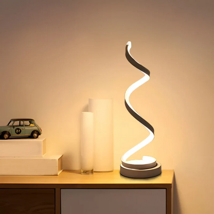 Dimbare Moderne Spiraalvormige Tafellamp 19W – Stijlvolle Gebogen Bureaulamp met Zachte Verlichting en Energiezuinige LED voor Thuis en Kantoor