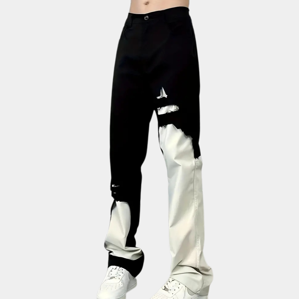 Heren Ripped Jeans Elastisch Met Contrasterende Strepen