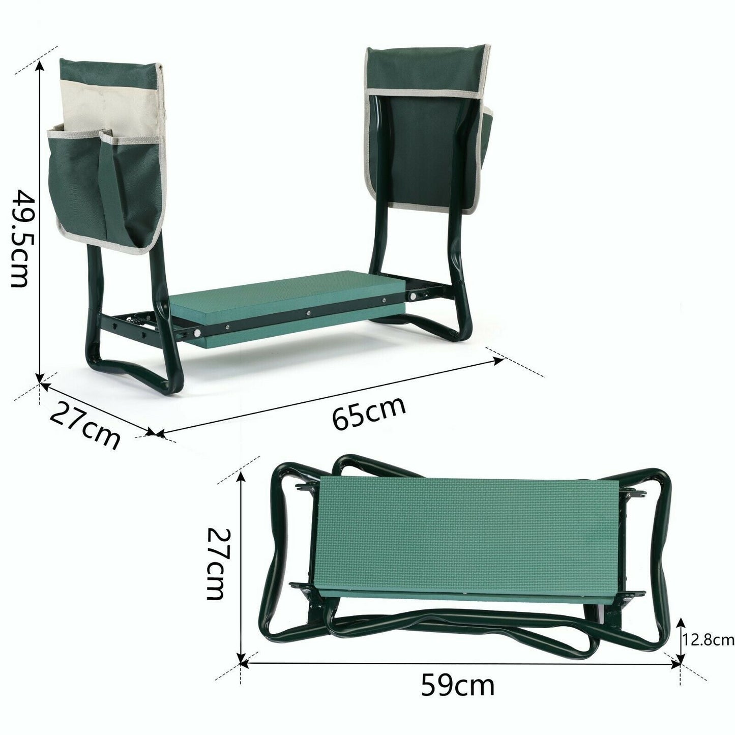 Opvouwbare Tuinknieler en Zitbank met Gereedschapstassen – Ergonomische Tuinhulp tot 150 kg