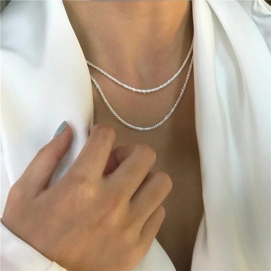 Sterrenlicht Ketting Set Zilver 925 Sterling 2 Lengtes Fijne Halskettingen