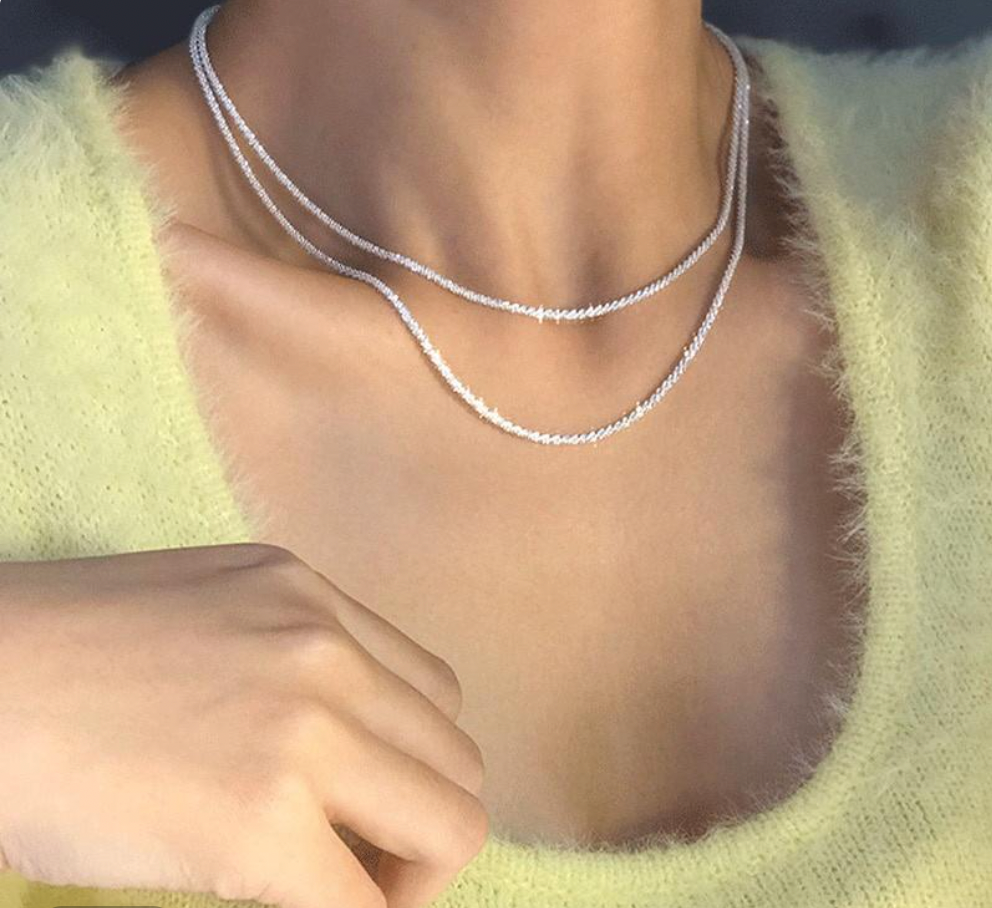 Sterrenlicht Ketting Set Zilver 925 Sterling 2 Lengtes Fijne Halskettingen