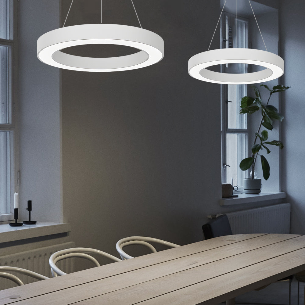 Industriële LED Ring Hanglamp 6000K Met IP42 En Acryl Diffuser