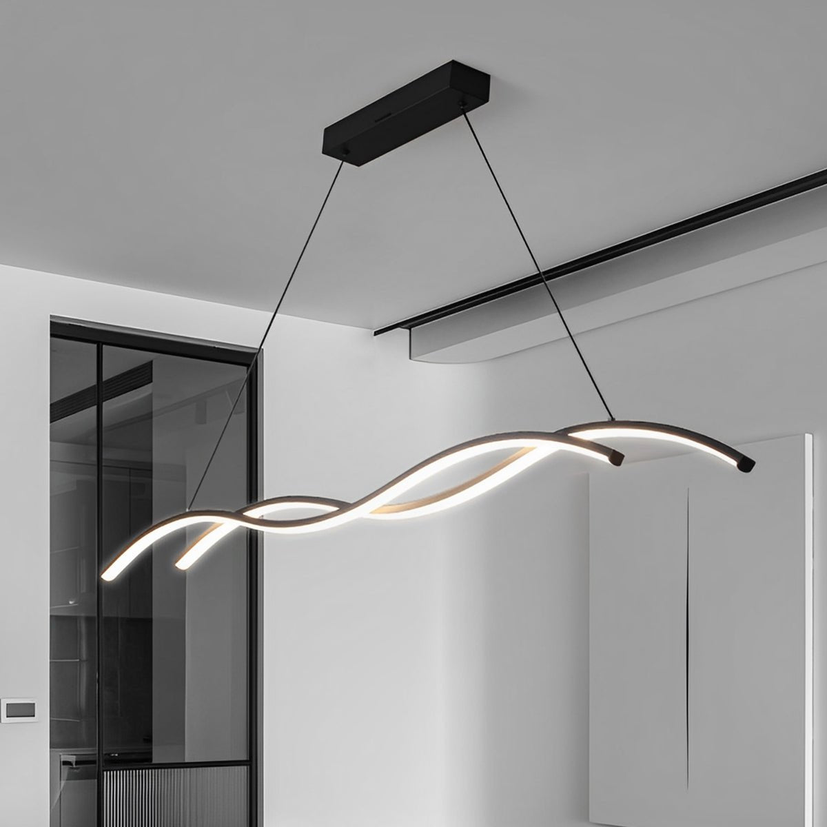 LED Hanglamp Golf Aluminium Zwart Dimbaar Eetkamer Woonkamer Golvende Hanglamp Eettafel Café Pendel Modern