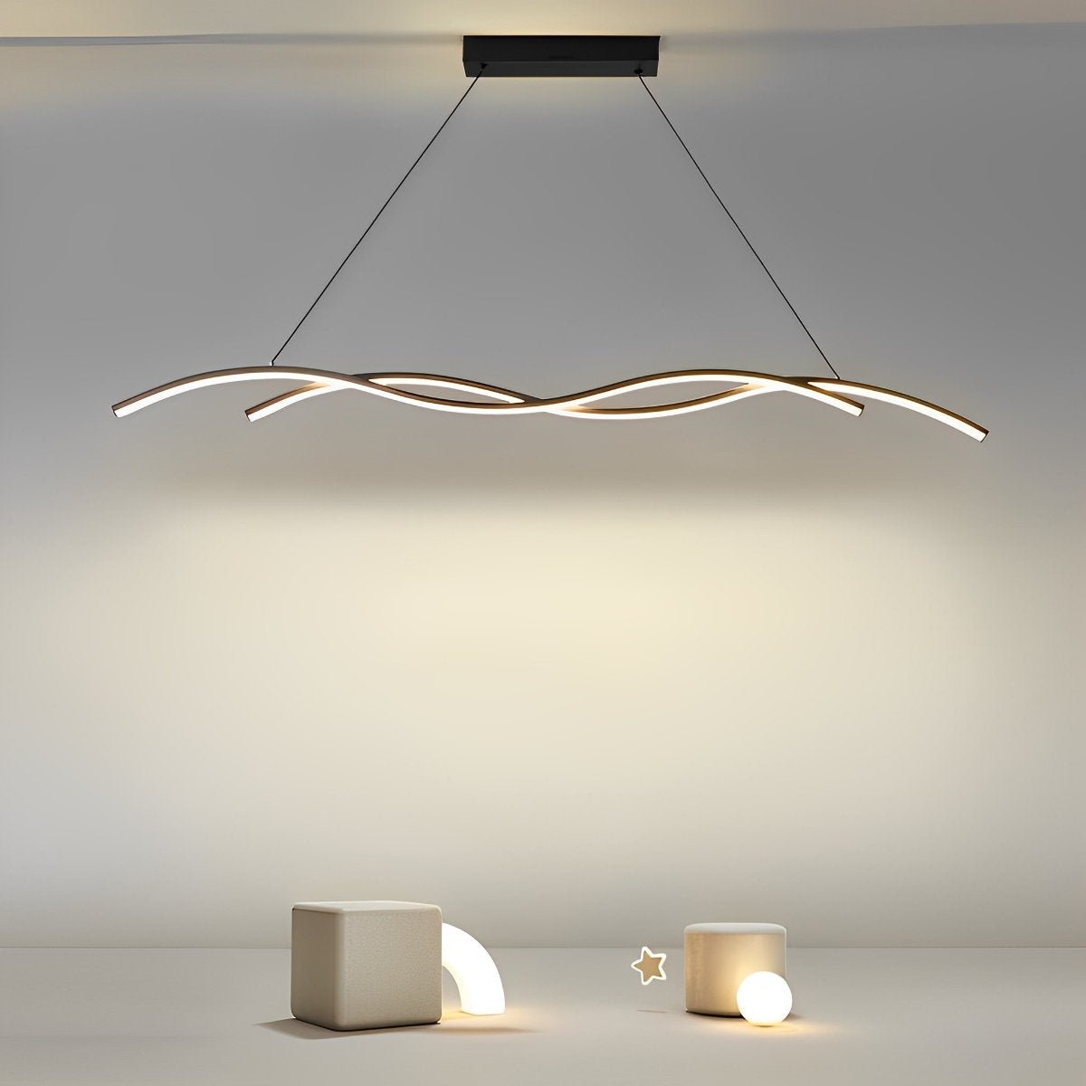 LED Hanglamp Golf Aluminium Zwart Dimbaar Eetkamer Woonkamer Golvende Hanglamp Eettafel Café Pendel Modern