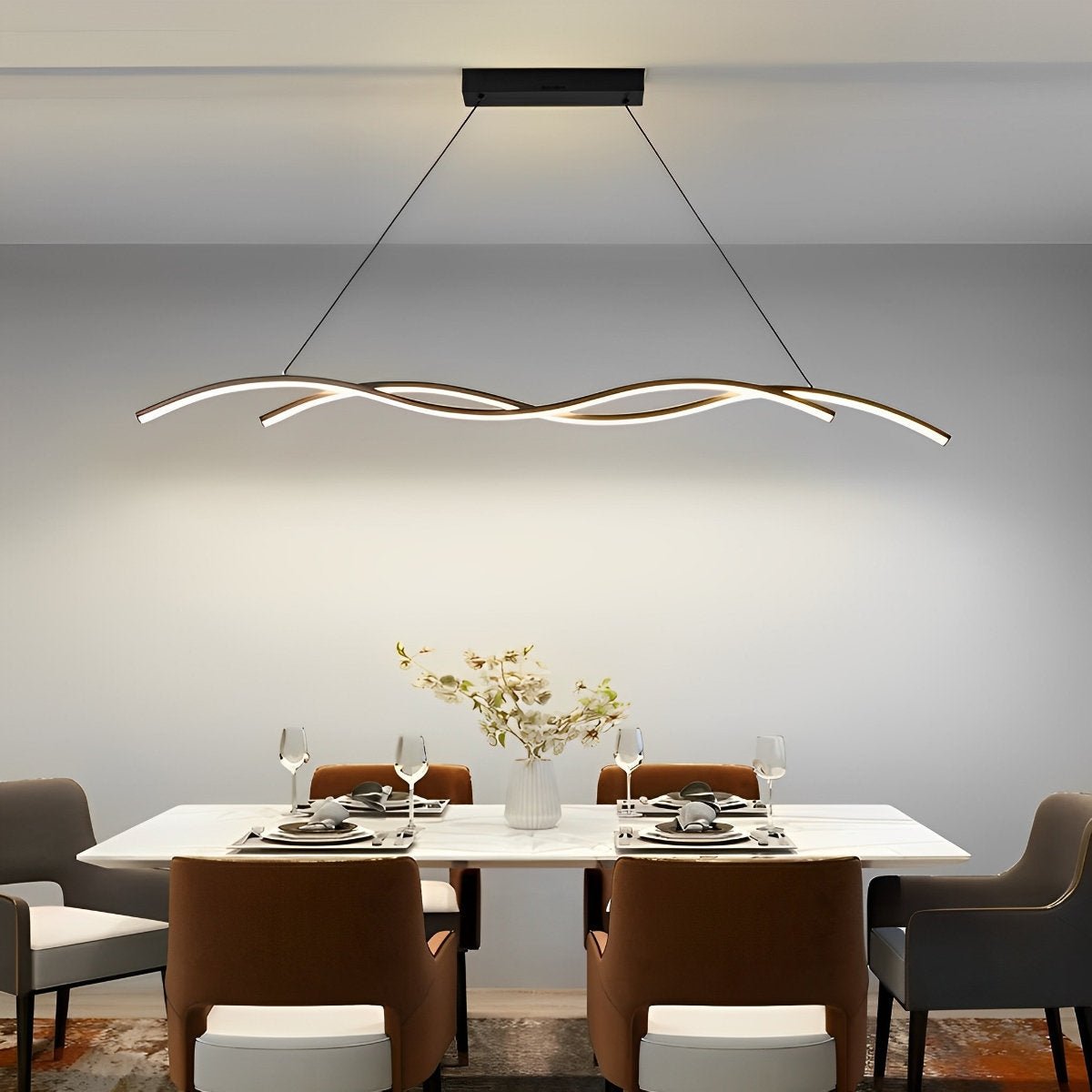 LED Hanglamp Golf Aluminium Zwart Dimbaar Eetkamer Woonkamer Golvende Hanglamp Eettafel Café Pendel Modern