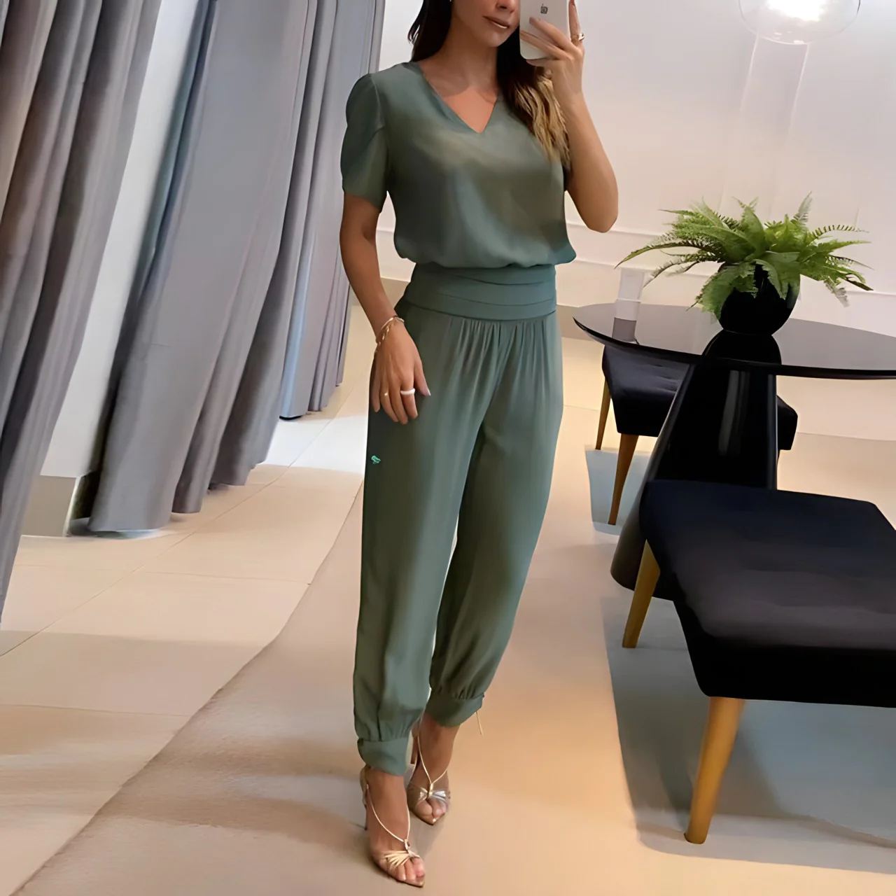 Vrouwelijke Blouse en Broek Set Mooi Modieus