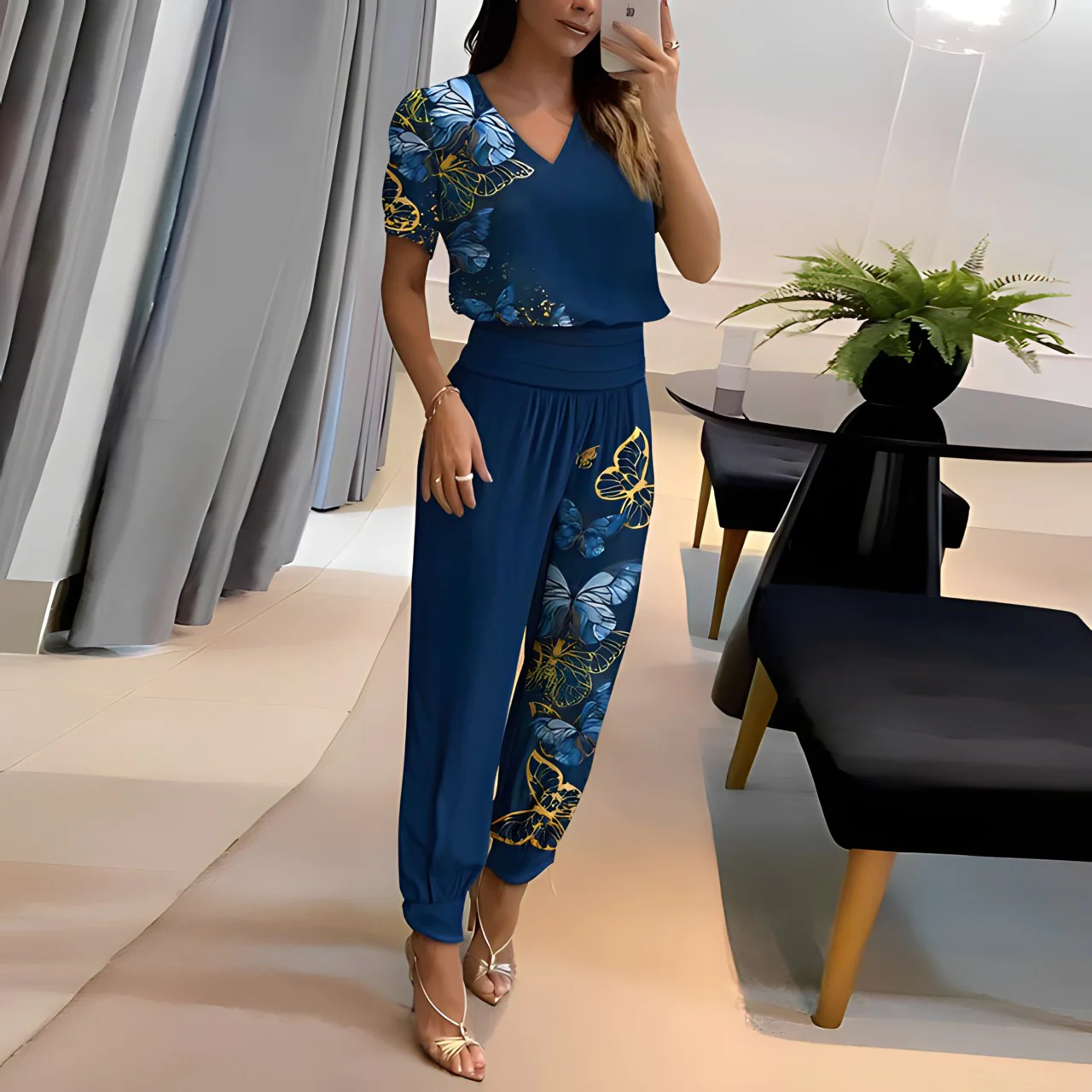 Vrouwelijke Blouse en Broek Set Mooi Modieus