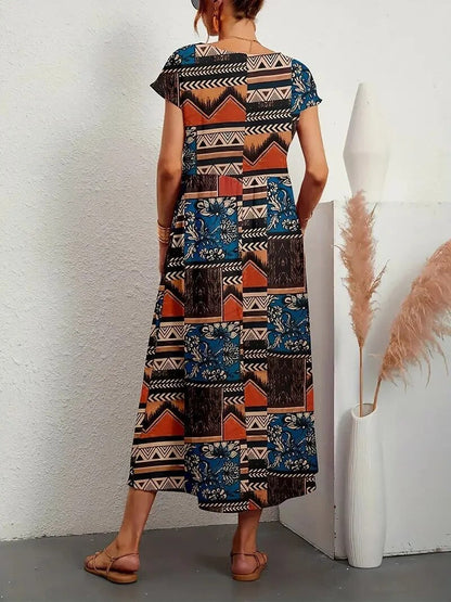 Vrouwelijke Zomerjurk van Katoen, Elegante en Comfortabele Lange Jurk