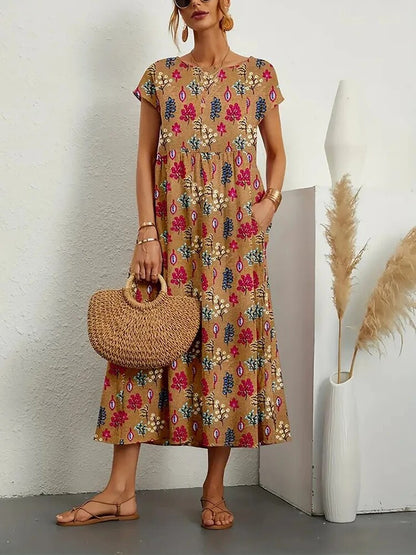 Vrouwelijke Zomerjurk van Katoen, Elegante en Comfortabele Lange Jurk - StudioMarella