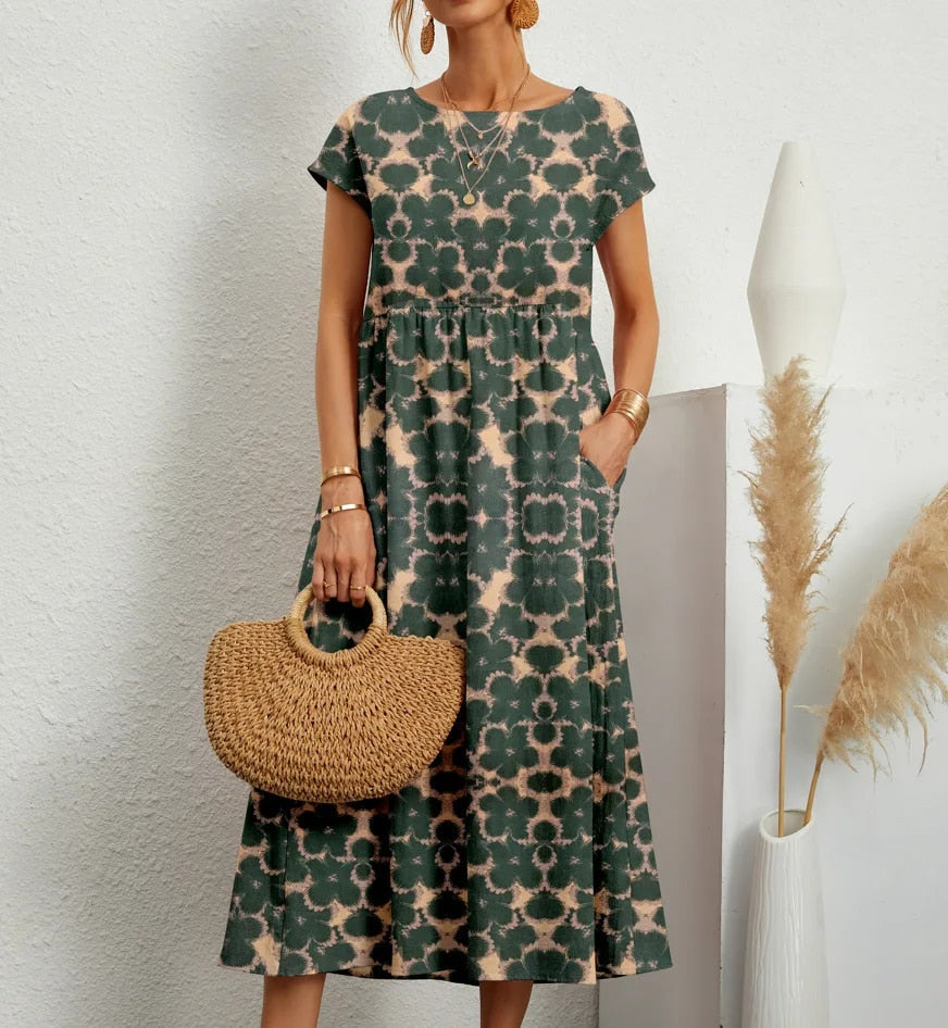 Vrouwelijke Zomerjurk van Katoen, Elegante en Comfortabel
