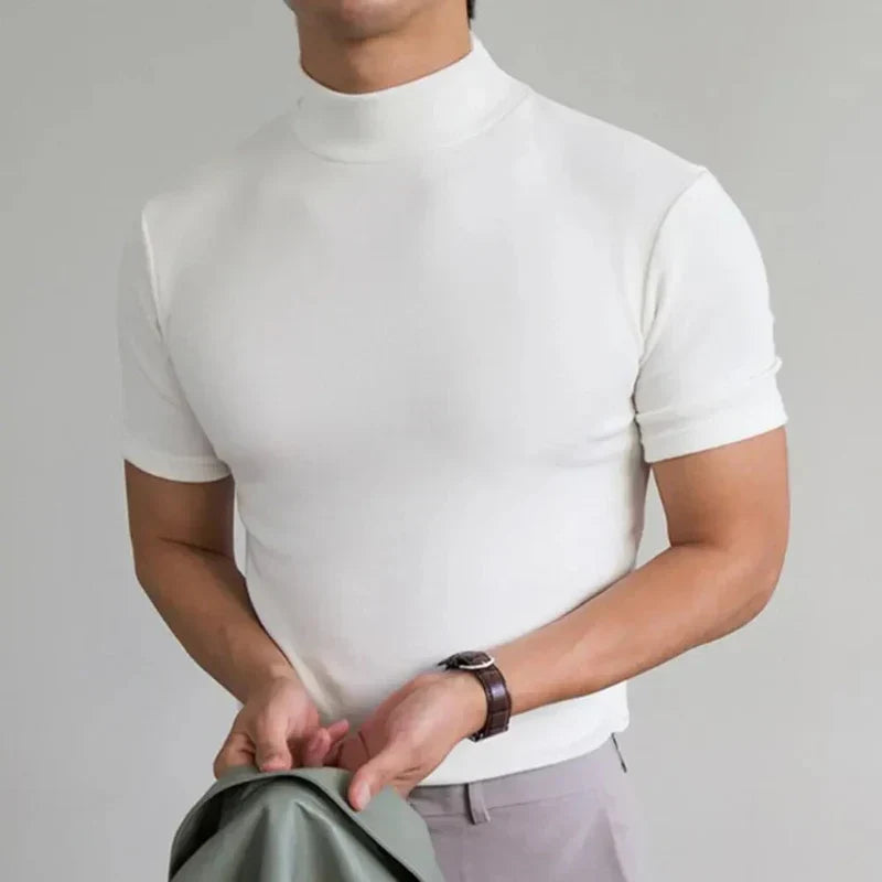Heren T-Shirt Col Slim Fit Katoen