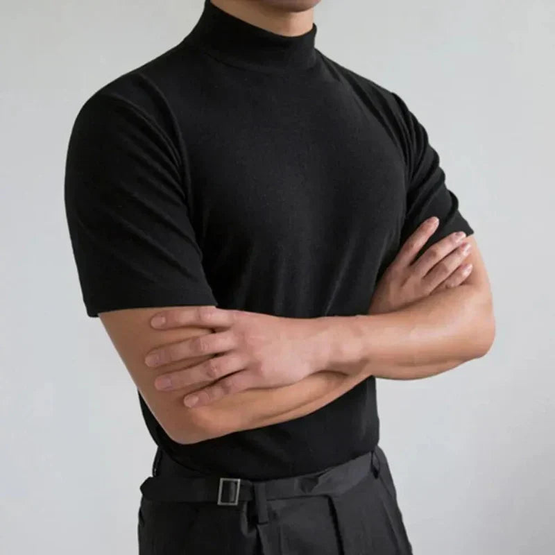 Heren T-Shirt Col Slim Fit Katoen - StudioMarella