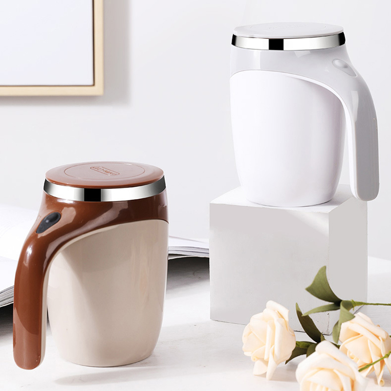 Zelfroerende Reisbeker 380ml met USB Oplaadbare Mixer – Automatische Koffie & Eiwit Shakerbeker voor Onderweg