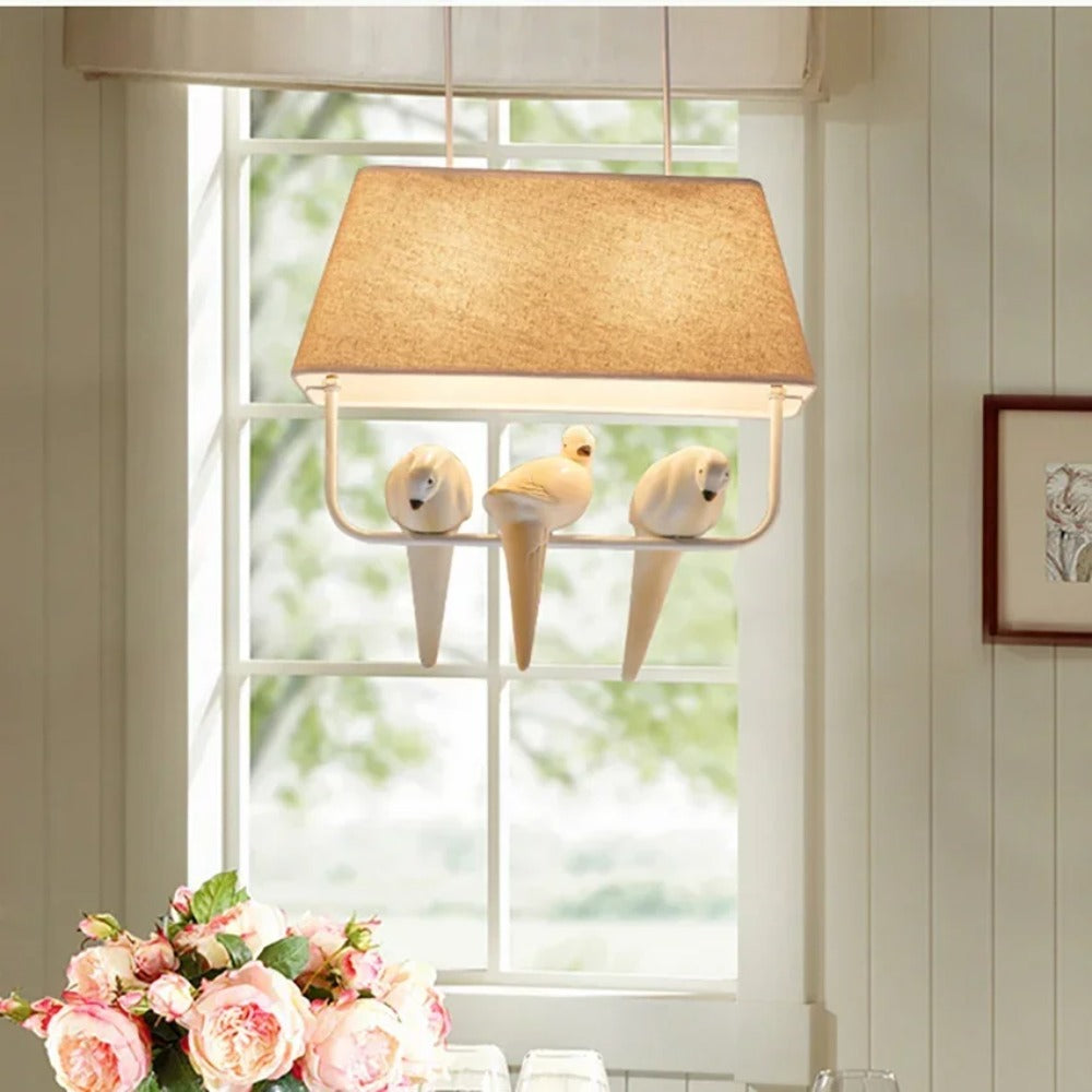 Vogel Hanglamp Met Kap Beige E27 Decoratief Woonkamer Eetkamer